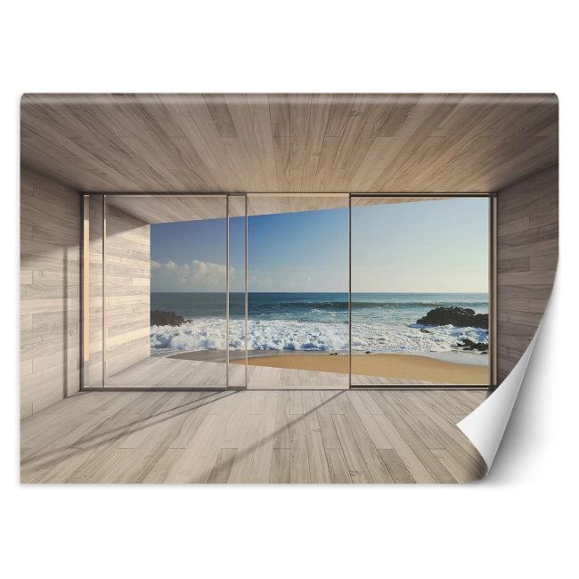 Fototapeta 3D okno Morze Plaża Taras na wymiar PRESTIGE